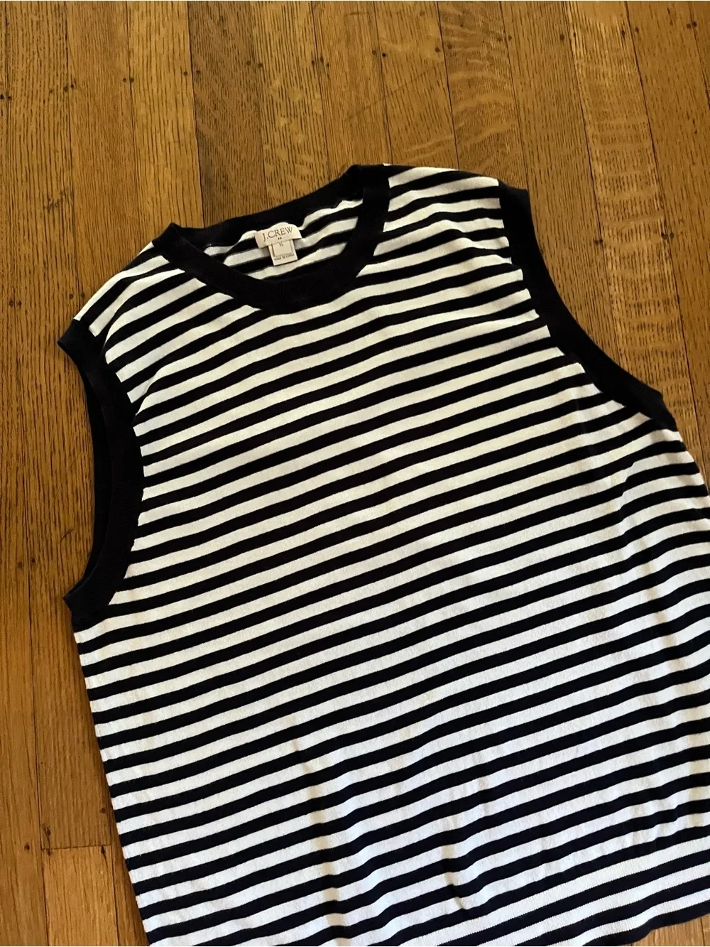 J. Crew Navy and White Striped Sleeveless Knit Tank